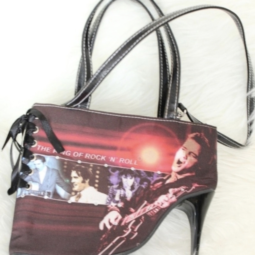 Purse, Elvis Presley~"The King of Rock & Roll Heel Purse" 7-1/2 L x9-1/2" NWOT - Picture 2 of 8